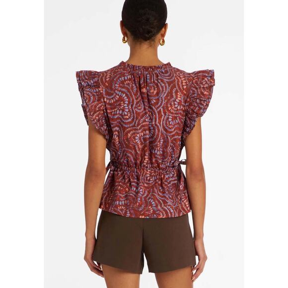 Marie Oliver S Cotton Ruffle Olive Blouse - Picture 7 of 7